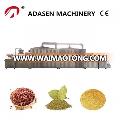 Continuous microwave spice sterilization and drying machine